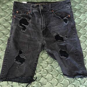 American Eagle Distressed Faded Black Shorts